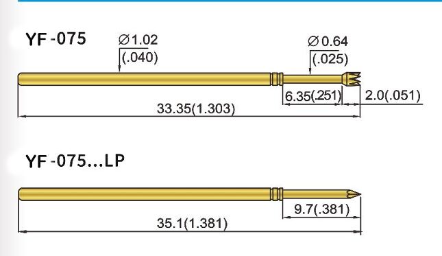 High Conductivity Durable Brass Barrel Spring Test Probe for Precision Testing ICT Applications