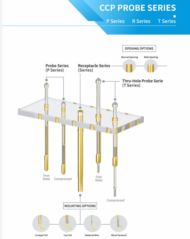 High Conductivity Durable Brass Barrel Spring Test Probe for Precision Testing ICT Applications