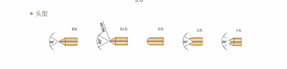 정밀 테스트를 위해 2A 전류 등급과 사용자 정의 크기의 금판 스프링 테스트 프로브